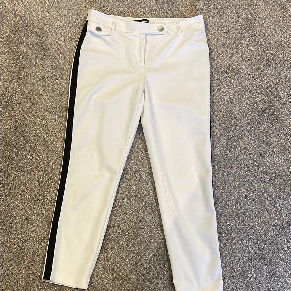 White Pants with Black Stripe Karl Lagerfeld